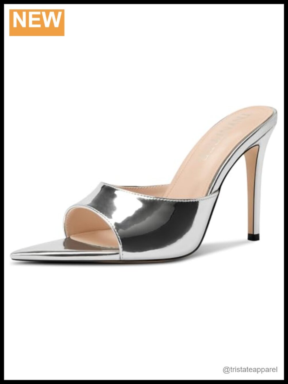 Womens Stiletto High Heels Peep Toe Patent Leather Slingback Mules 3.9in